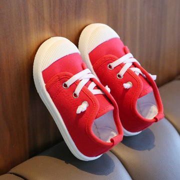Toddler's Trendy Canvas Lace-up Sneakers For Boys & Girls